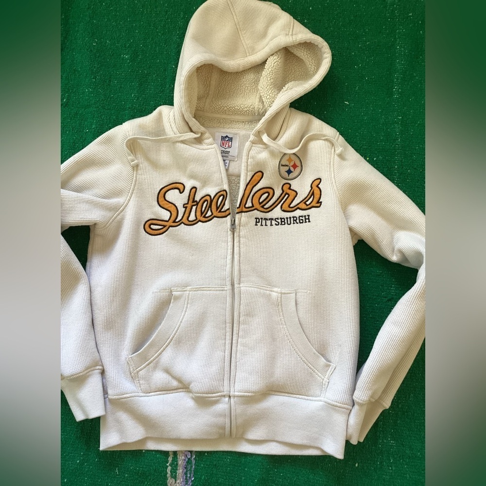 Pittsburgh Steelers Zip Up Warm Sherpa Hoodie Team Apparel SZ M Jacket
